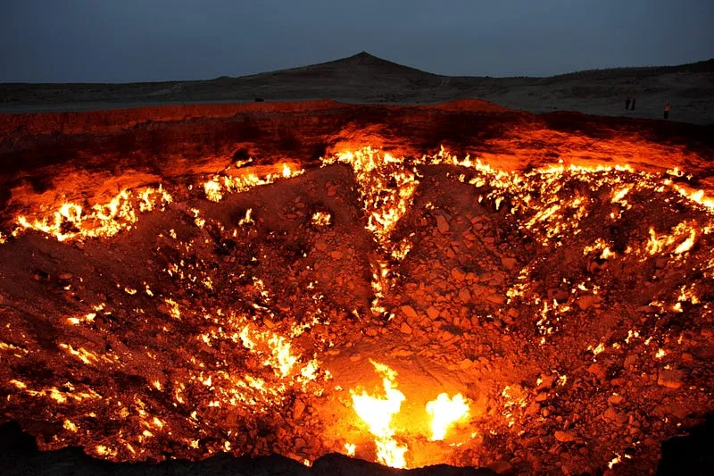 A burning hole in the ground, nicknamed the doorway to hell